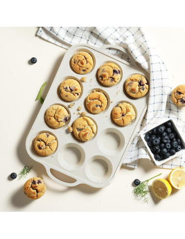 Molde de Silicona para Muffin Socisen 12 Tazas Regular Crema