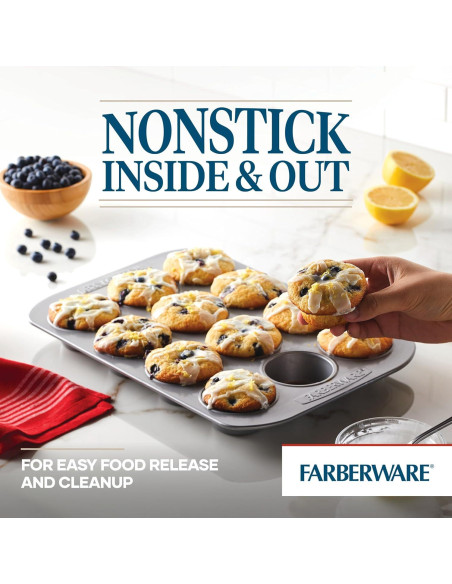Molde para Muffins Antiadherente Farberware 12 Tazas Gris