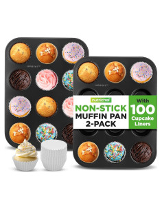 Moldes para Muffin NutriChef 2 Piezas 12 Tazas Antiadherentes