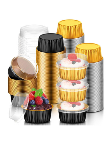 120 Tazas de Hornear de Aluminio Desechables Eaasty 125 ml