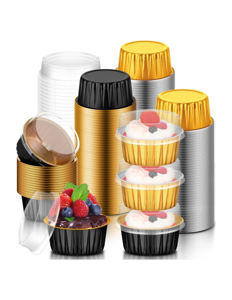 120 Tazas de Hornear de Aluminio Desechables Eaasty 125 ml