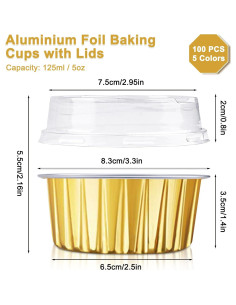 Moldes de Hornear de Aluminio RETON 100 pcs 5oz 125ml 2