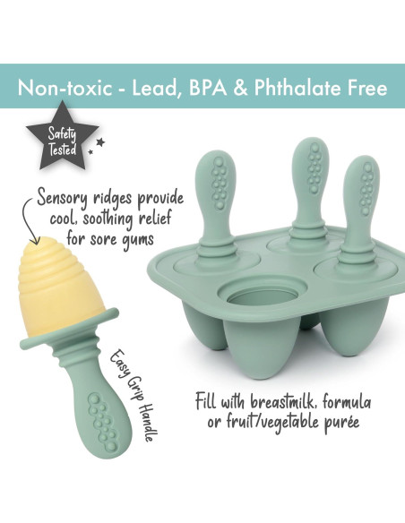 Molde de Popsicle PrimaStella de Silicona Verde Salvia - 4 porciones