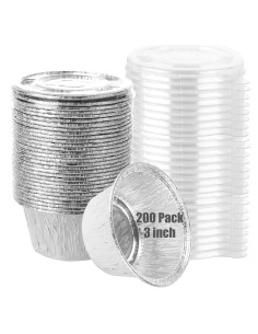 CYEAH 200 Mini Tazas de Hornear de Aluminio 100 ml con Tapas