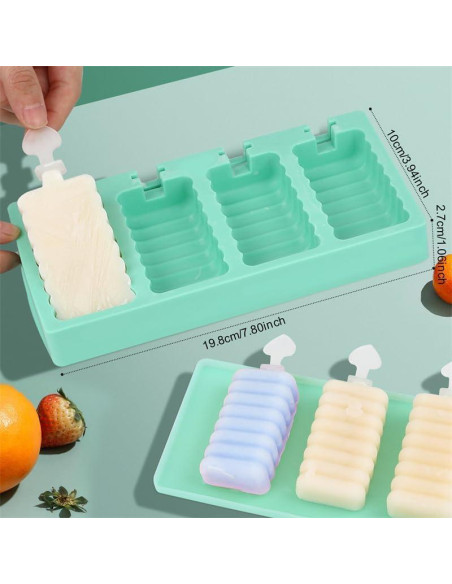 Juego de Moldes de Silicona Aokinle para Paletas Caseras 8 Cavidades Juego de Moldes de Silicona Aokinle para Paletas Caseras 8 Cavidades