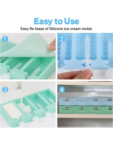 Juego de Moldes de Silicona Aokinle para Paletas Caseras 8 Cavidades