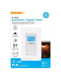 Temporizador Digital GE SunSmart 7 Días - Programable, Blanco
