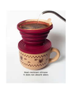 Soporte de Filtro de Café Plegable Genérico Si-11 Silicona Rojo 2