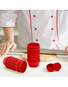 Tazas de Papel para Mini Cupcakes NUOMI 1000 Piezas 2.54 cm Rojo Vino 2