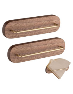 Soporte de Papel para Filtros de Café EHERDM - 2 Piezas, Cono, Nogal y Latón