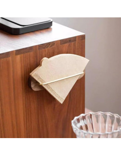 Soporte de Papel para Filtros de Café EHERDM - 2 Piezas, Cono, Nogal y Latón 2