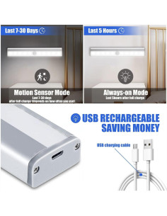 Luz LED Recargable SIXDEFLY con Sensor de Movimiento 3 Pzas 2