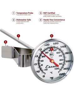 Termómetro Escali AH3 de Lectura Instantánea con Clip NSF 2