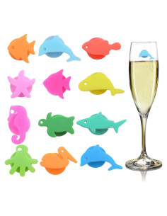 Marcadores de Vino de Silicona Hendevl 12pcs Animales Marinos