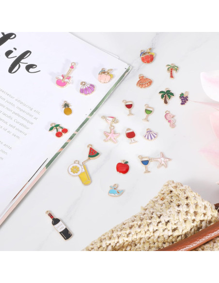 Kit de 24 Encantos de Playa Grevosea para Joyería y Copas