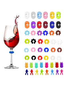 Marcadores de Copas de Vino TuTuYa 52PCS Silicona Reutilizables