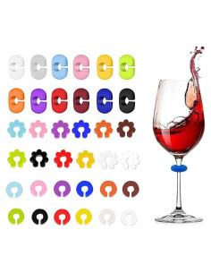 Marcadores de Copas de Vino TuTuYa, 36 Piezas Silicona Reutilizables