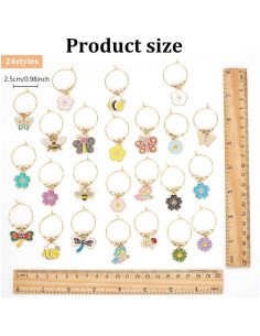 Juego de Encantos para Copas de Vino FREEBLOSS 24 Pcs 2