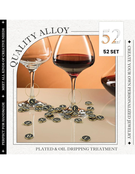 Encantos para Copas de Vino MARRTEUM - 52 Anillos y Cuentas