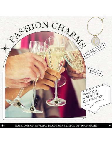 Encantos para Copas de Vino MARRTEUM - 52 Anillos y Cuentas