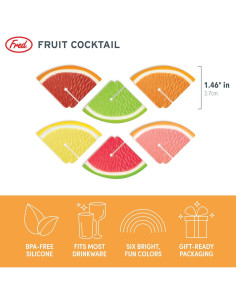 Marcadores de Bebida de Silicona Genuine Fred, Set de 6 Frutas 2