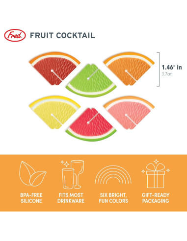 Marcadores de Bebida de Silicona Genuine Fred, Set de 6 Frutas