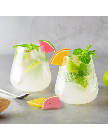 Marcadores de Bebida de Silicona Genuine Fred, Set de 6 Frutas