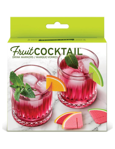 Marcadores de Bebida de Silicona Genuine Fred, Set de 6 Frutas