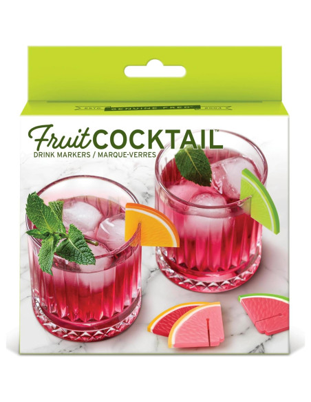 Marcadores de Bebida de Silicona Genuine Fred, Set de 6 Frutas