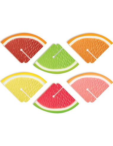 Marcadores de Bebida de Silicona Genuine Fred, Set de 6 Frutas