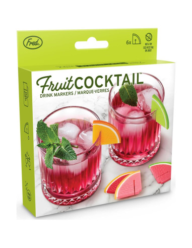 Marcadores de Bebida de Silicona Genuine Fred, Set de 6 Frutas