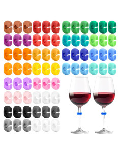 Set de 72 Marcadores de Copas de Vino Silicona 24 Colores