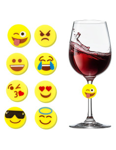 Marcadores de Bebida Emoji Reutilizables AB604 - 8 Piezas