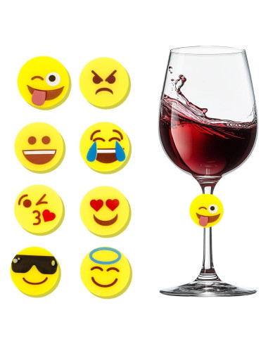 Marcadores de Bebida Emoji Reutilizables AB604 - 8 Piezas
