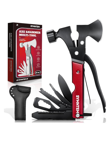 Hacha Multiherramienta SYMNTEM 15 en 1 Compacta Roja