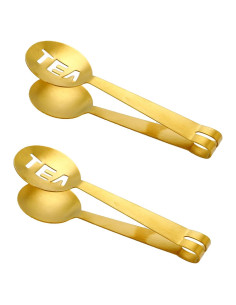 Pinzas Extractoras de Bolsitas de Té Knojodu Acero Inoxidable Dorado 2 Pzas