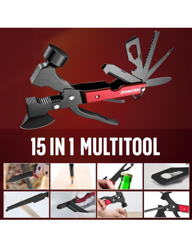 Hacha Multiherramienta SYMNTEM 15 en 1 Compacta Roja