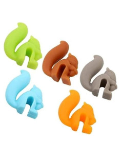Soportes para Bolsa de Té Silicona BWESOO 5 Pcs Ardilla Multicolor