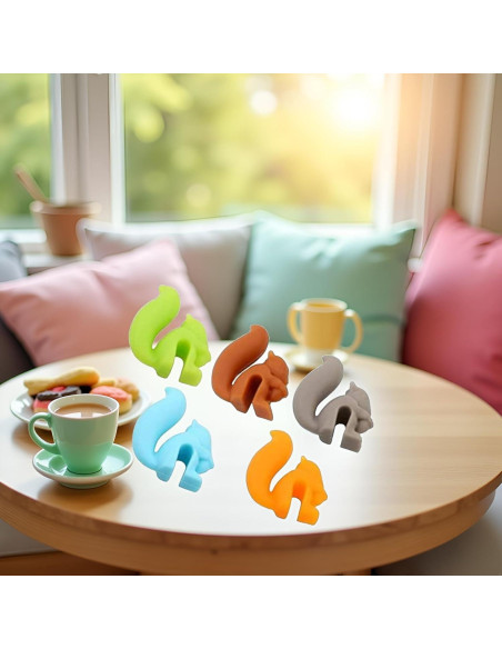 Soportes para Bolsa de Té Silicona BWESOO 5 Pcs Ardilla Multicolor