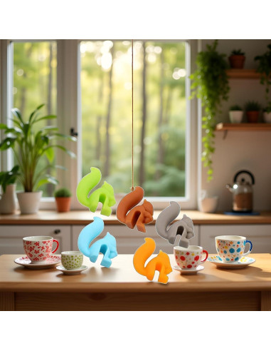 Soportes para Bolsa de Té Silicona BWESOO 5 Pcs Ardilla Multicolor
