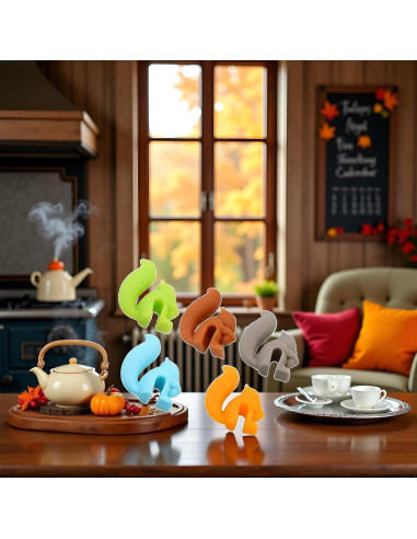 Soportes para Bolsa de Té Silicona BWESOO 5 Pcs Ardilla Multicolor