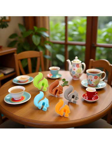 Soportes para Bolsa de Té Silicona BWESOO 5 Pcs Ardilla Multicolor