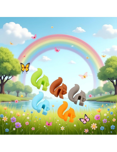 Soportes para Bolsa de Té Silicona BWESOO 5 Pcs Ardilla Multicolor