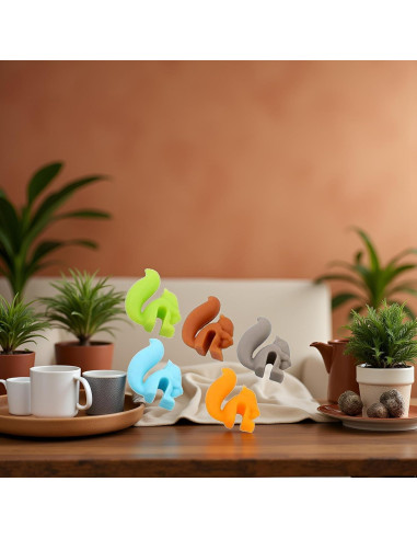 Soportes para Bolsa de Té Silicona BWESOO 5 Pcs Ardilla Multicolor