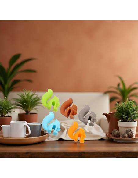 Soportes para Bolsa de Té Silicona BWESOO 5 Pcs Ardilla Multicolor
