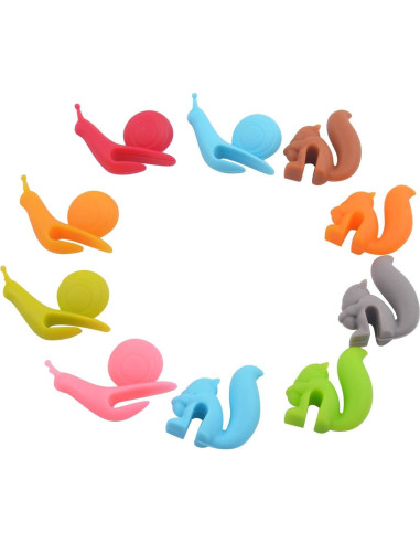 10 Soportes de Bolsa de Té Silicona Aylifu Multicolor Fiesta