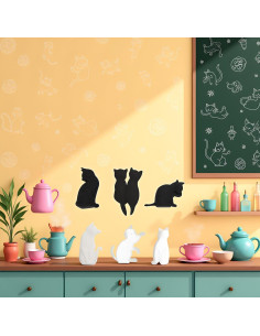 Juego de 6 Clips de Té de Silicona Juroicessry Gato Blanco y Negro 2