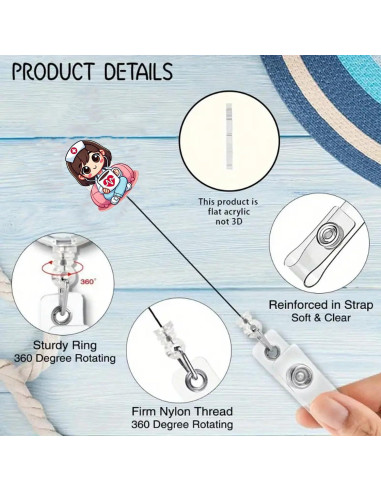 Carrete de Insignia de Enfermera Corazón Genérico 4.5 cm