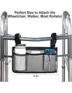 Bolsa Lateral para Silla de Ruedas HSGEZUOQI Gris Impermeable 2