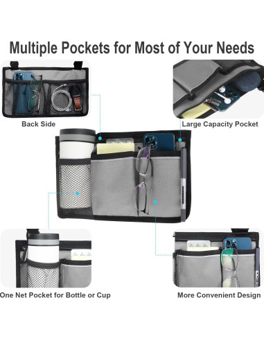 Bolsa Lateral para Silla de Ruedas HSGEZUOQI Gris Impermeable